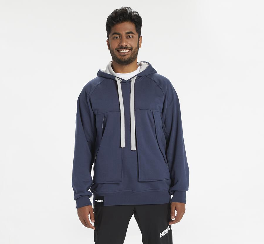 Sudadera Con Capucha Hoka One One Hombre - Bondi - Azul Marino - TIJ350429